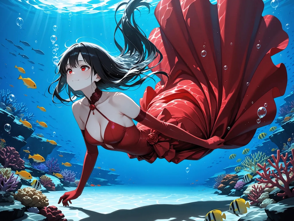 水中詰め合わせ 5色のドレスとエルボーグローブ編