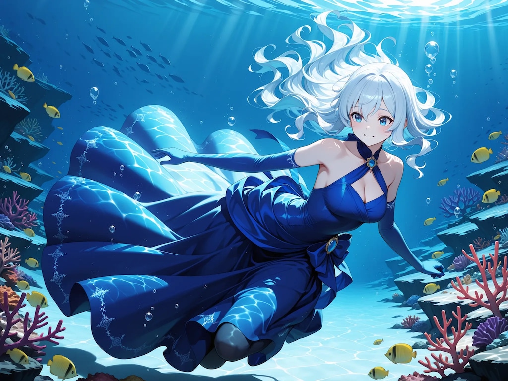 水中詰め合わせ 5色のドレスとエルボーグローブ編