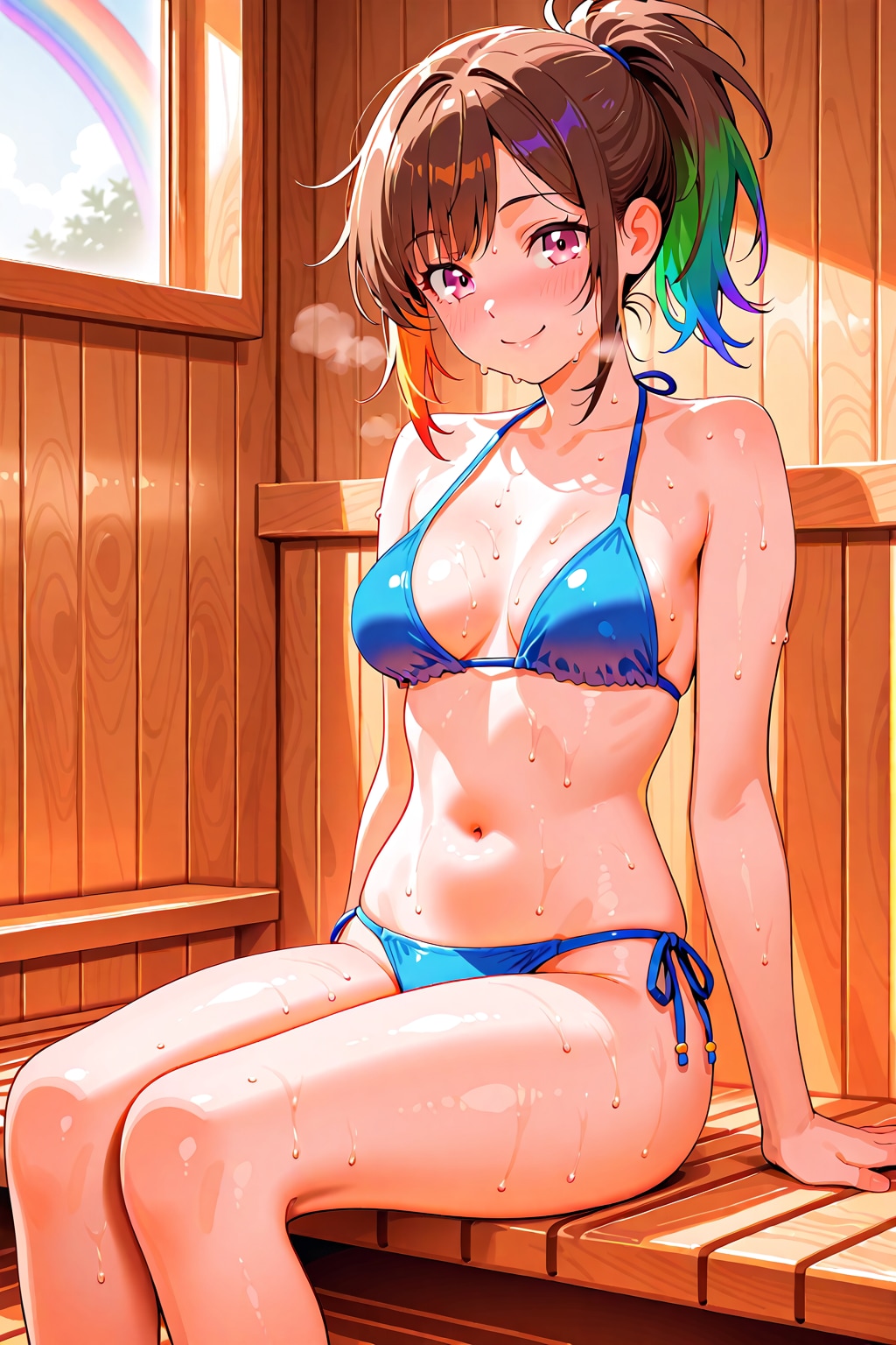 サウナで整っていたら虹写ってた！