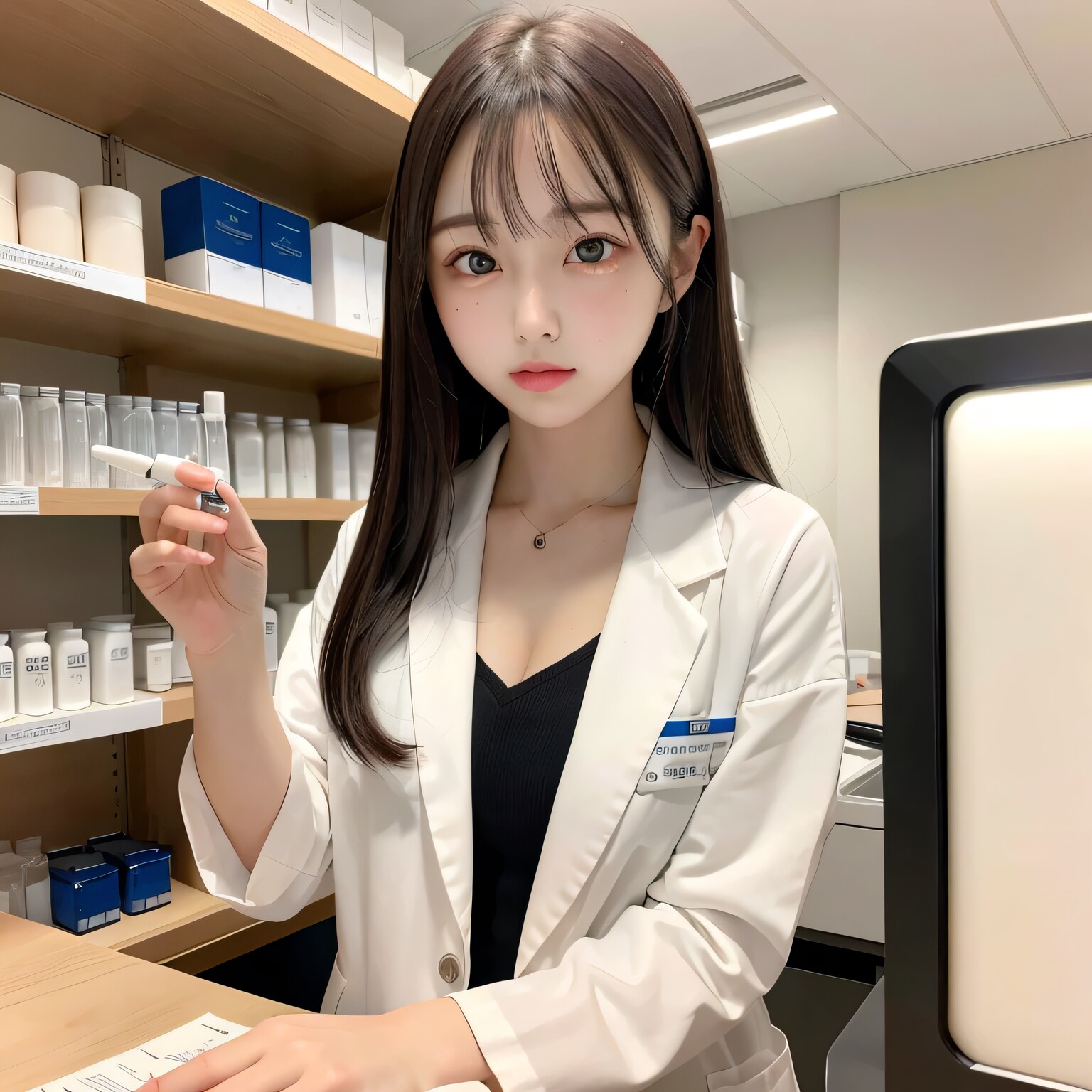 黒髪ロングで白衣の美女１５３ | の人気AIイラスト・グラビア