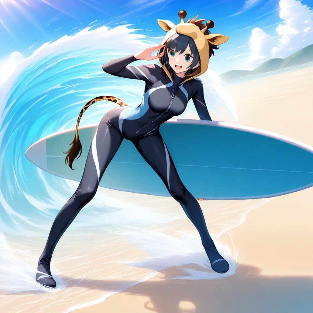 波乗りキリンフーディーお姉さん