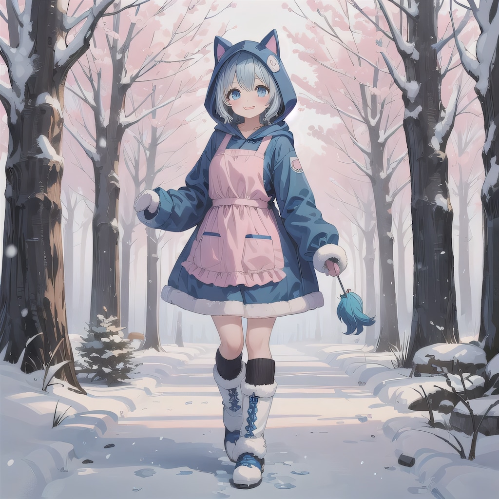 銀髪ボブでコートの少女