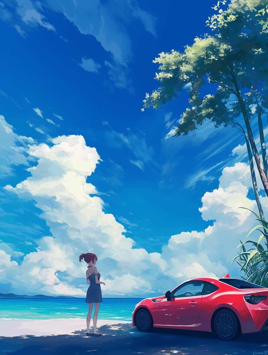 真夏のお休み✨海へドライブ💕 | の人気AIイラスト・グラビア