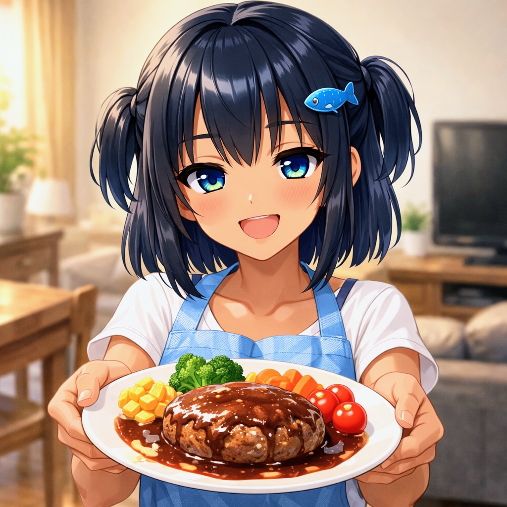 ハンバーグを作るこなつちゃん