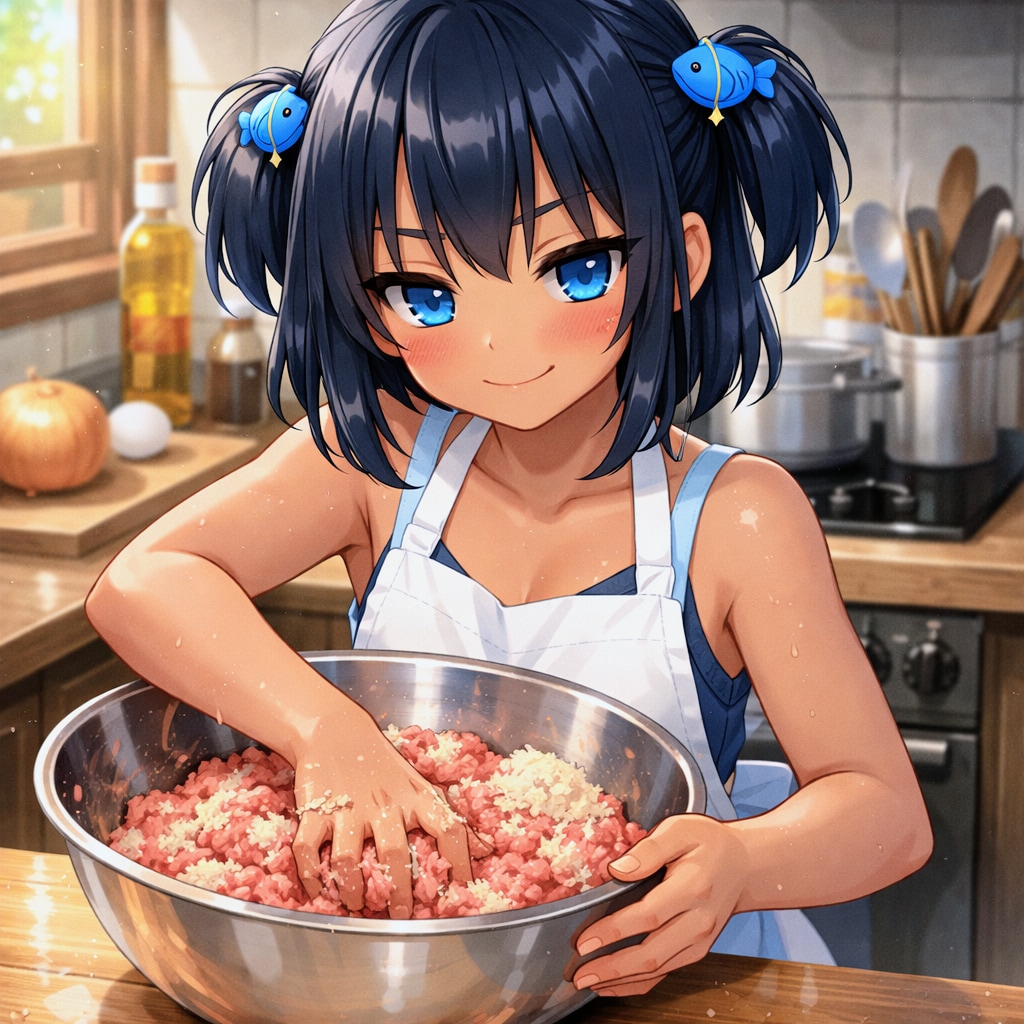 ハンバーグを作るこなつちゃん | の人気AIイラスト・グラビア