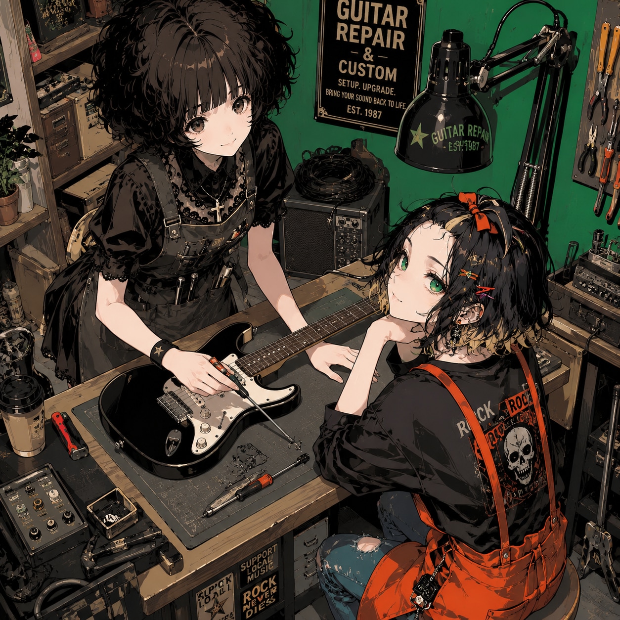楽器屋さんで働くお姉さんたち | の人気AIイラスト・グラビア