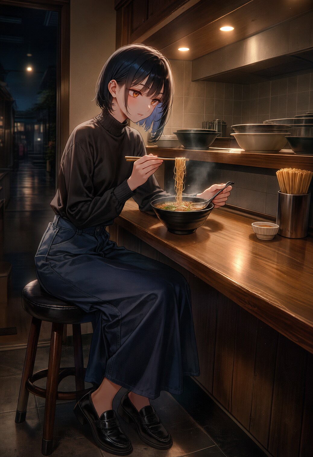 夜更けの一杯 | の人気AIイラスト・グラビア