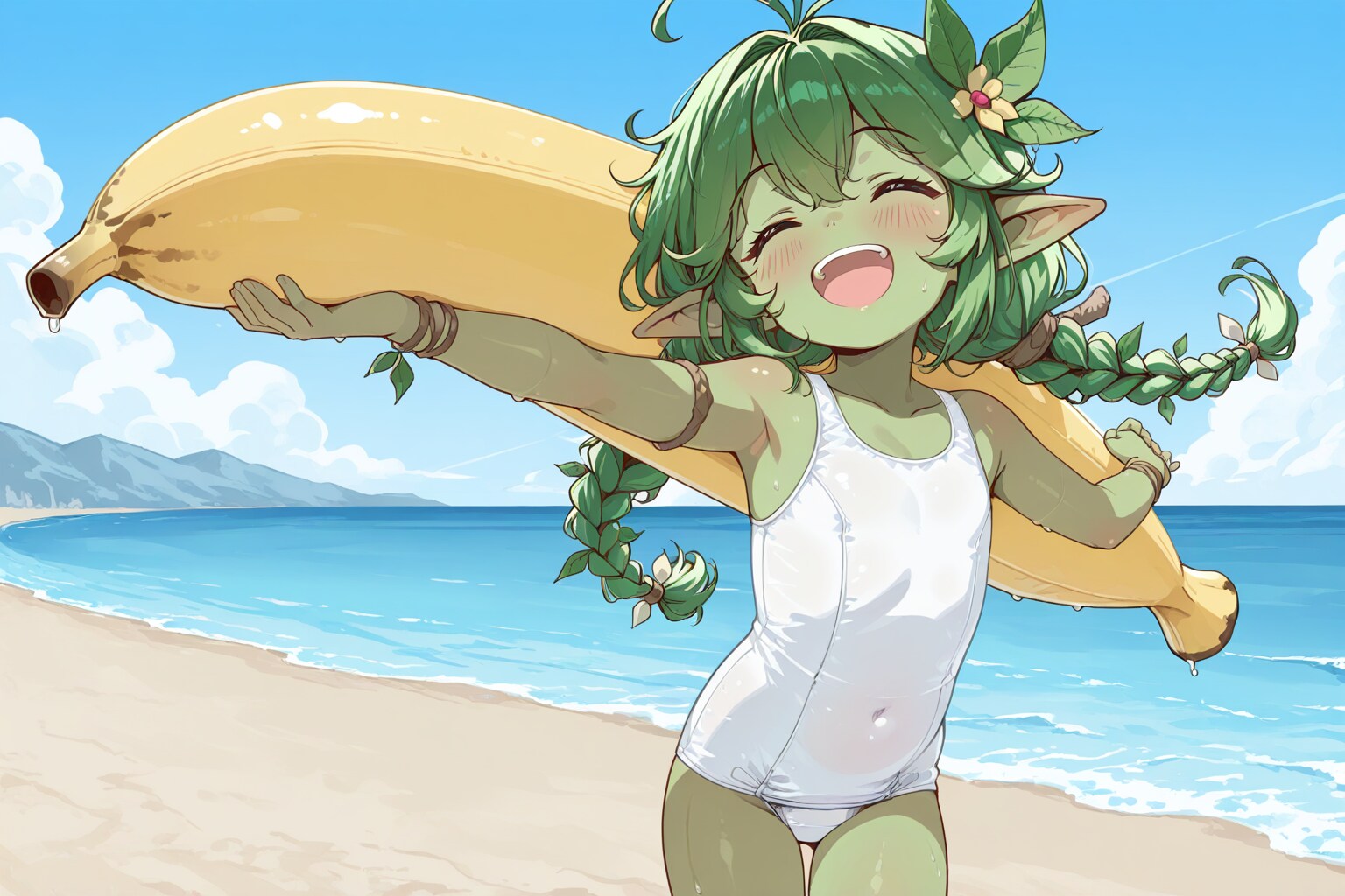 バナナボートで遊ぶロリアードちゃん