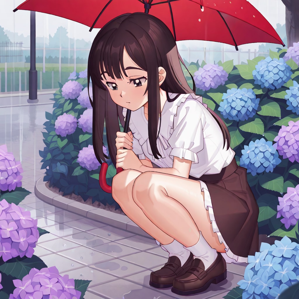 紫陽花とお嬢様