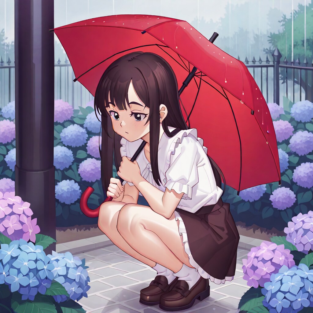 紫陽花とお嬢様