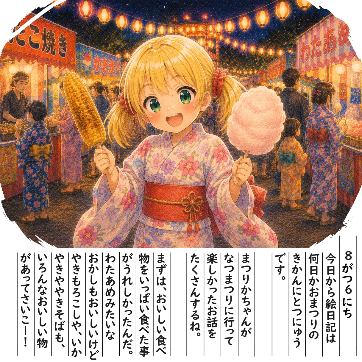 【絵日記】夏祭りに行ってきたよ | の人気AIイラスト・グラビア