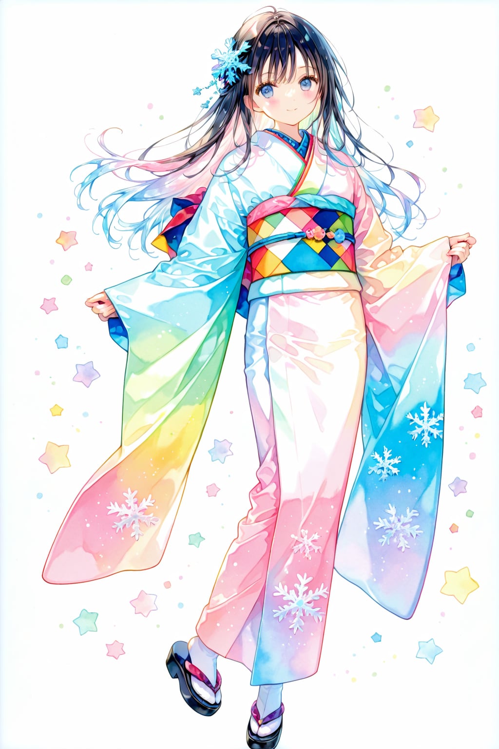 着物姿の少女(水彩タッチ)(DIRT)(2)