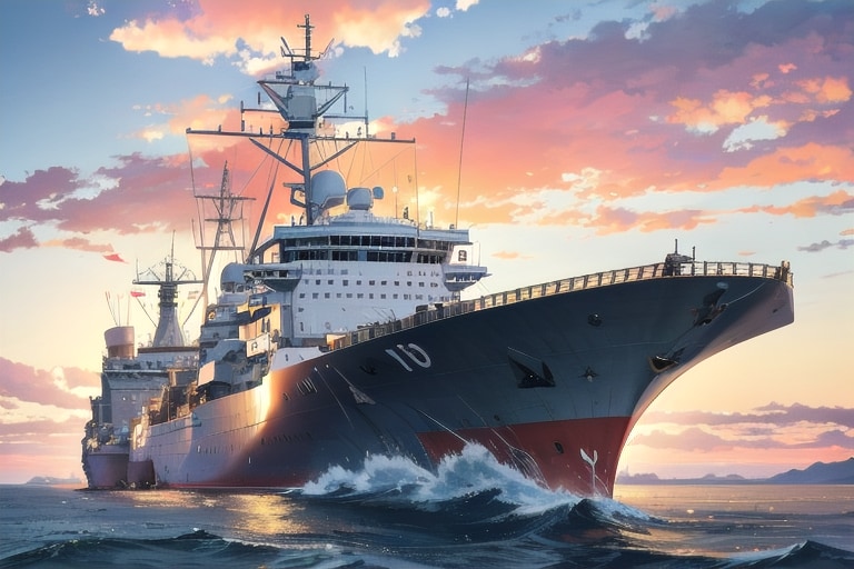 軍艦と夕日 | の人気AIイラスト・グラビア