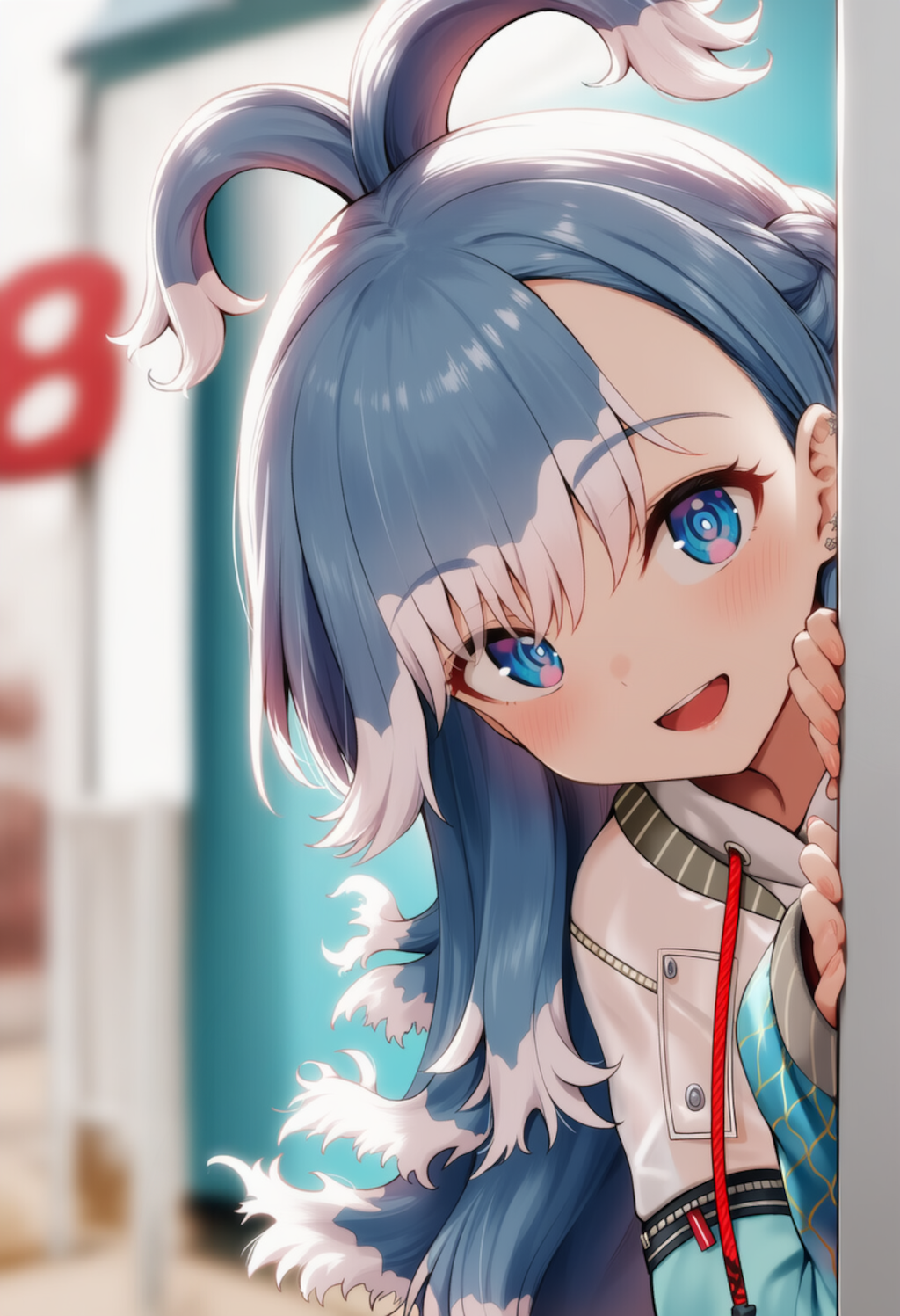 こぼちゃんが物陰からジッと見つめているだけ