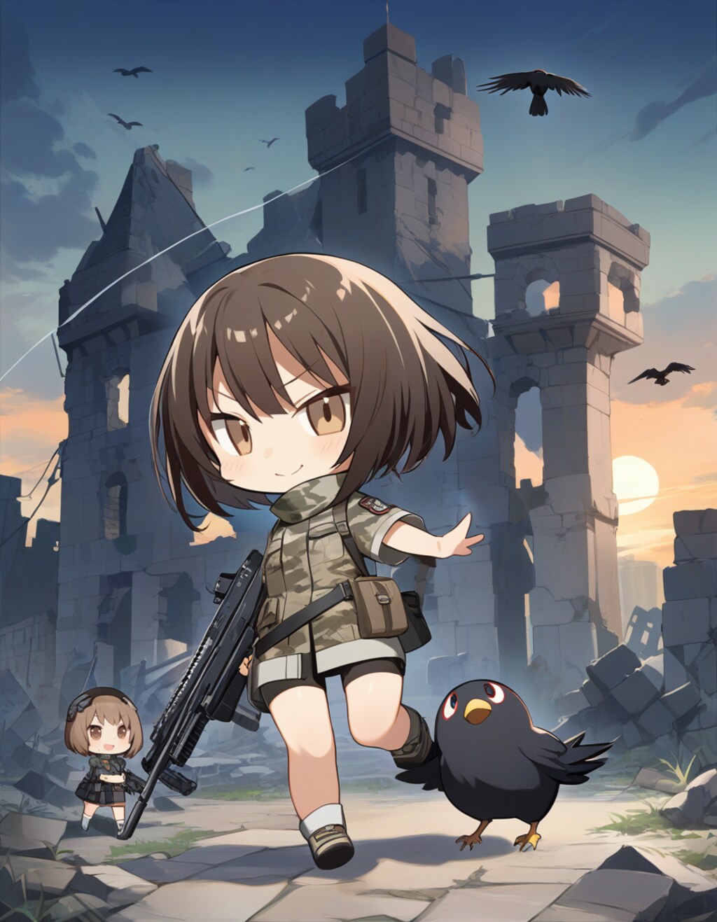 続・夕暮れはカラスと共に♪（PixAI版）