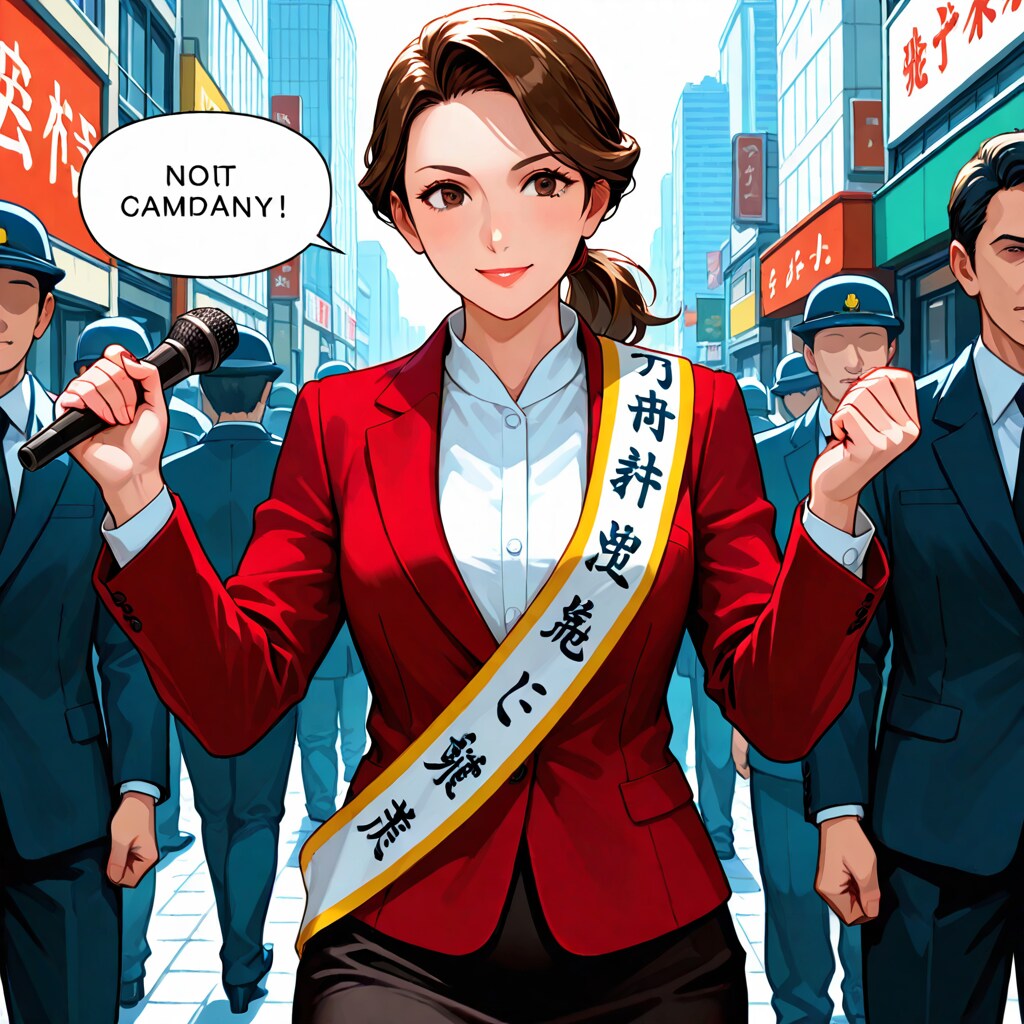 街頭演説に立つ母