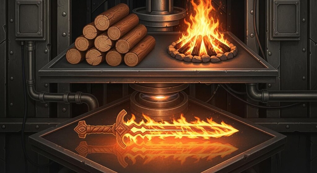 木材と火で合成