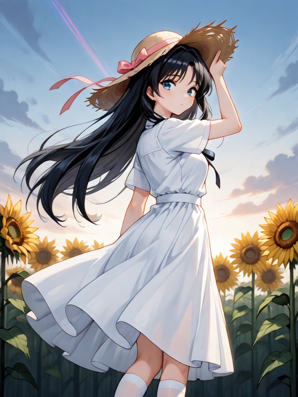 (12枚)黄昏のお散歩@ひまわり畑