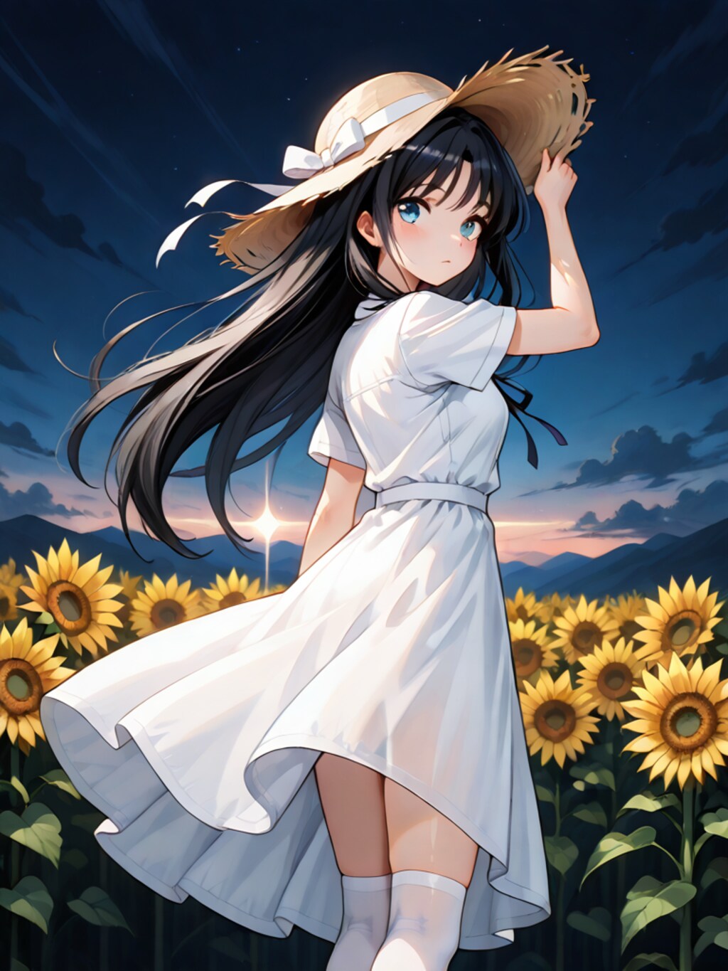 (12枚)黄昏のお散歩@ひまわり畑