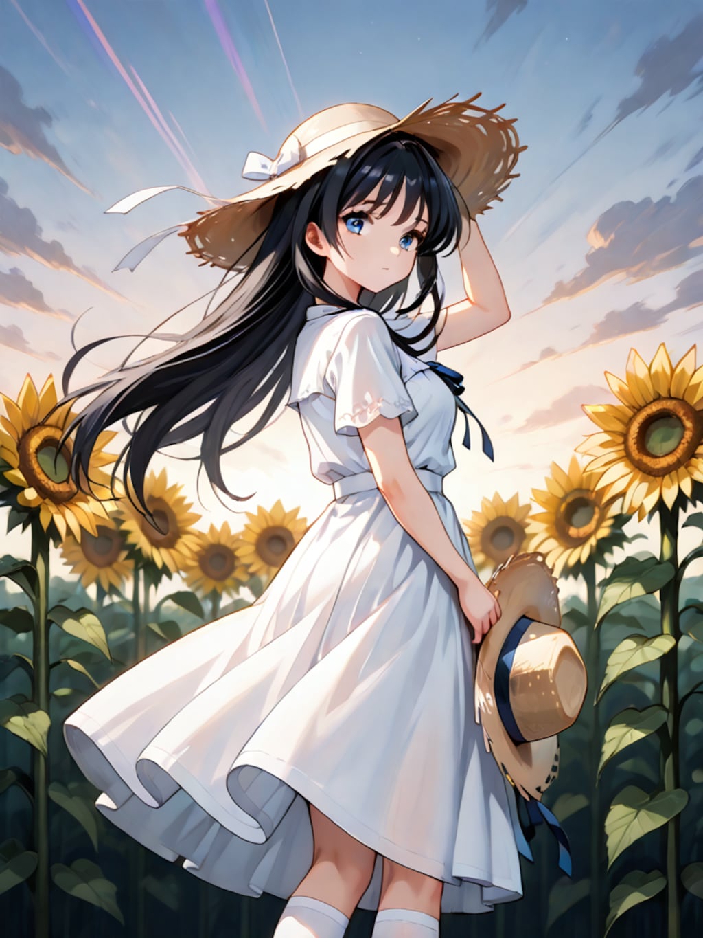 (12枚)黄昏のお散歩@ひまわり畑