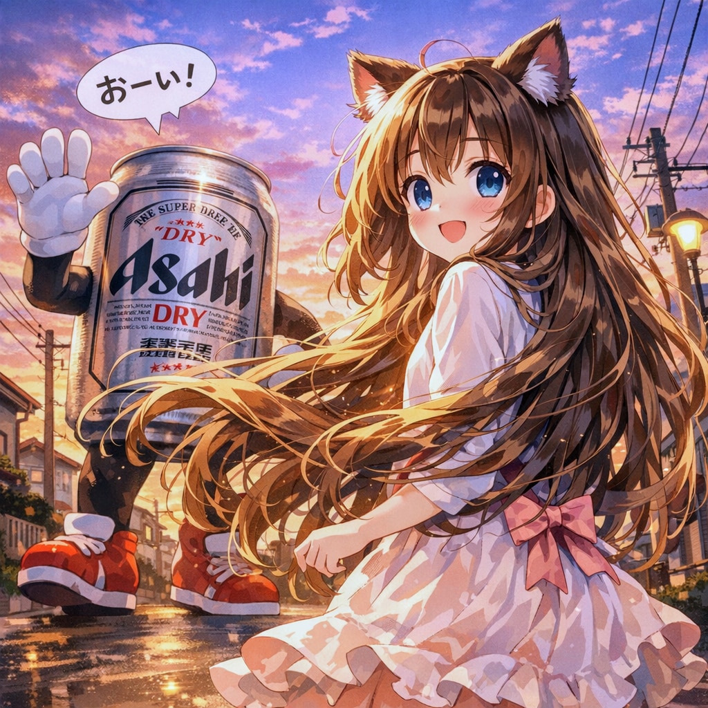 夕暮れに振り向く小さな女の子