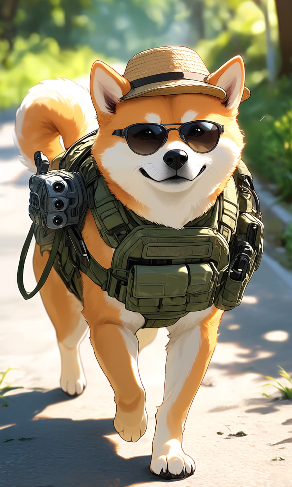 散歩中の柴犬