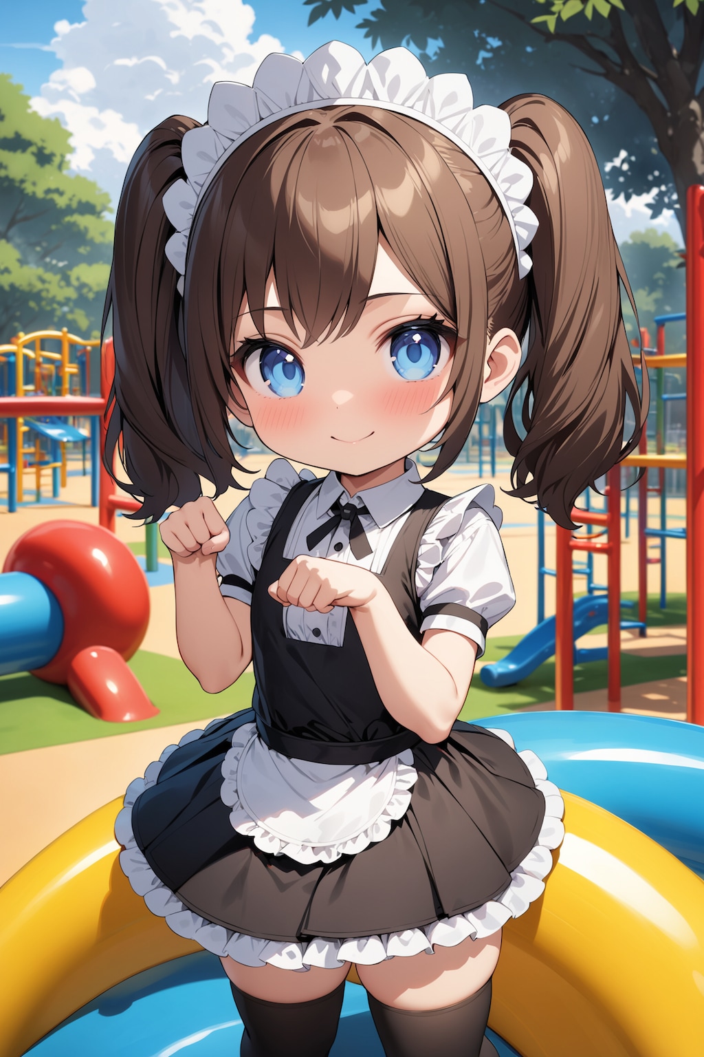 公園で無邪気に遊ぶちびキャラメイドさん Y630