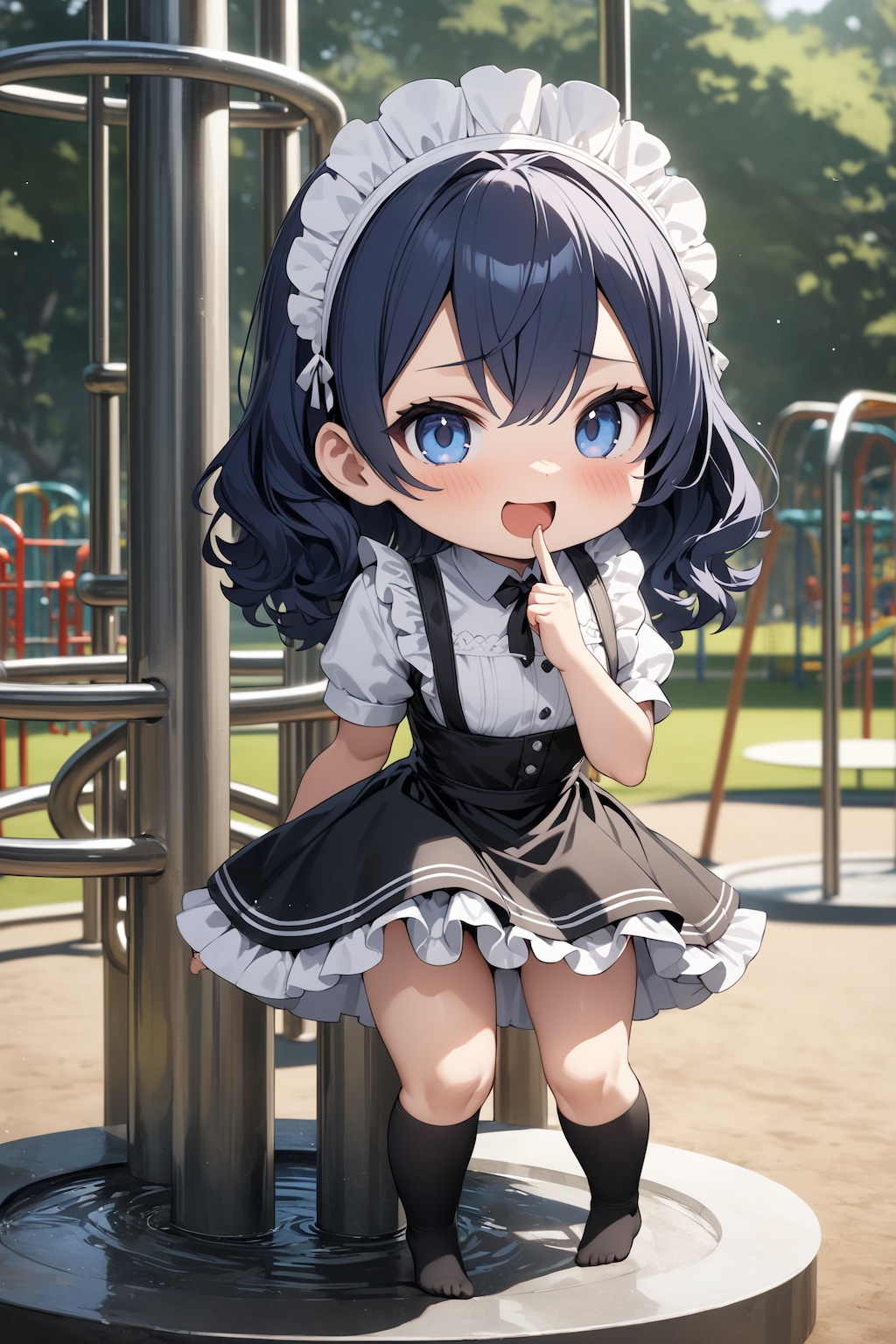 公園で無邪気に遊ぶちびキャラメイドさん Y630