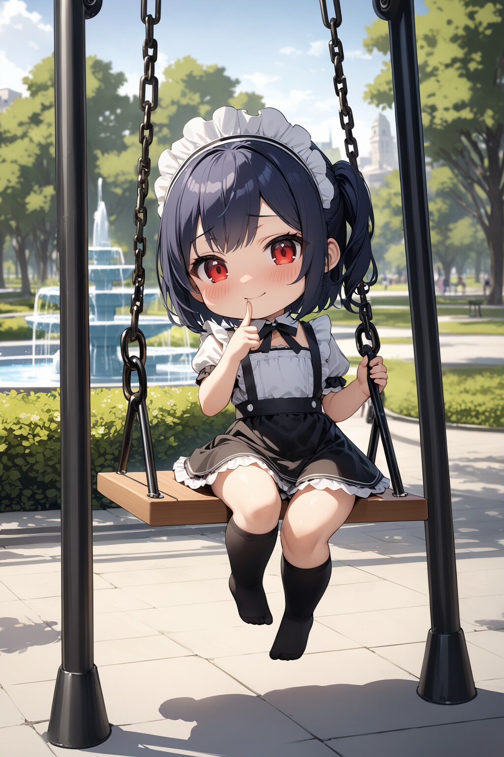 公園で無邪気に遊ぶちびキャラメイドさん Y630