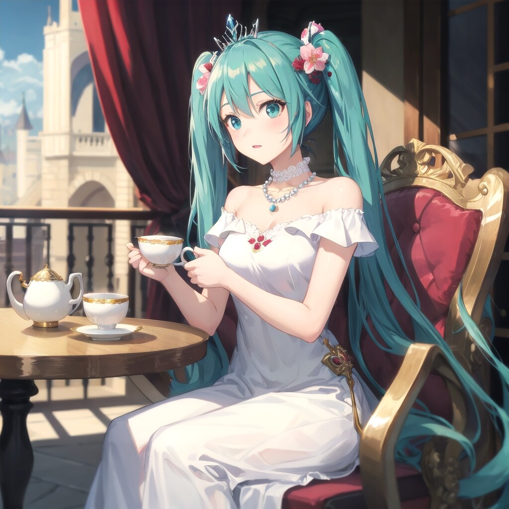 ミク姫のティータイム | の人気AIイラスト・グラビア