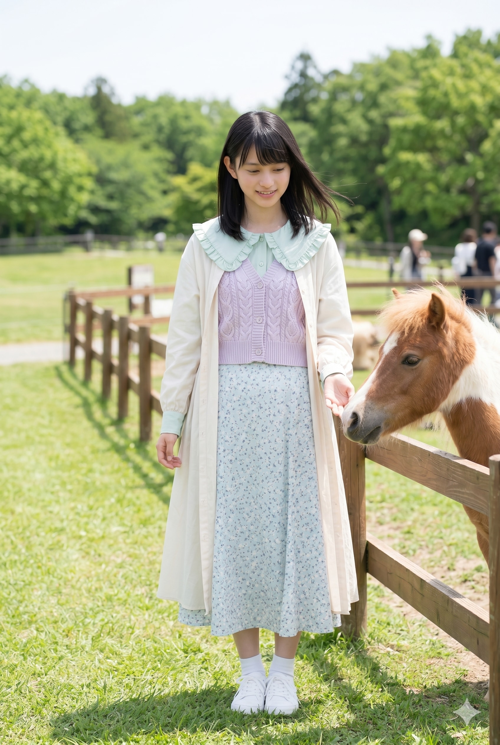 普通の美少女　ふれあい動物園・ポニー