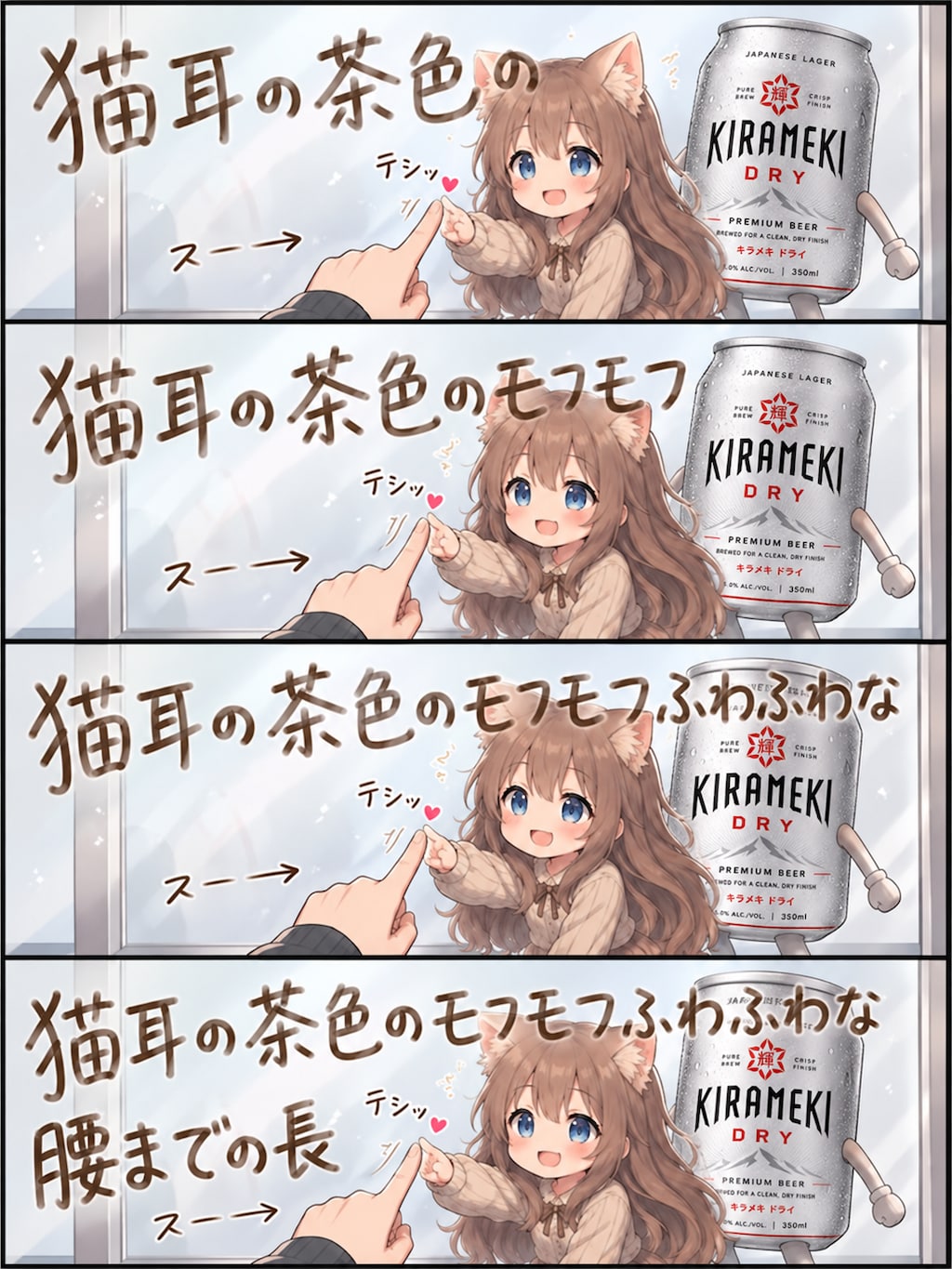 手書き文字を追いかける小さな女の子