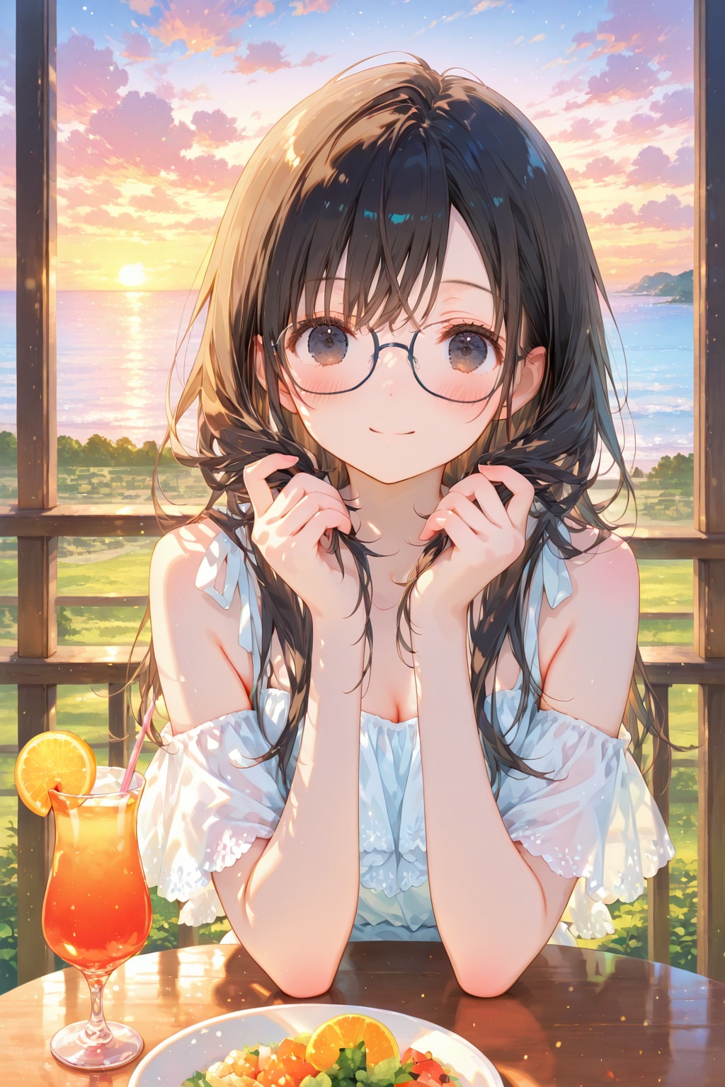 海辺のカフェデート２ | の人気AIイラスト・グラビア