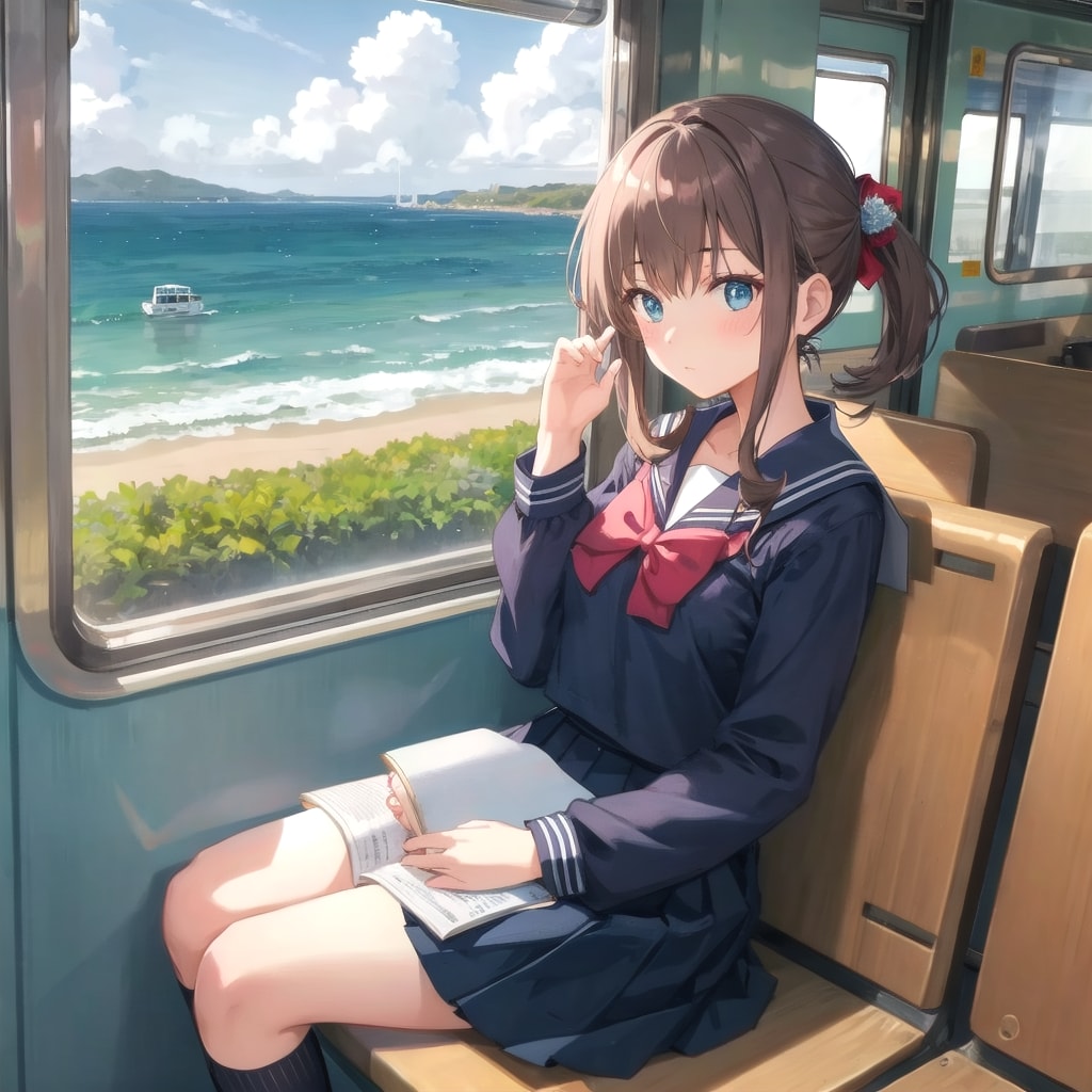 海が見える車窓 | の人気AIイラスト・グラビア