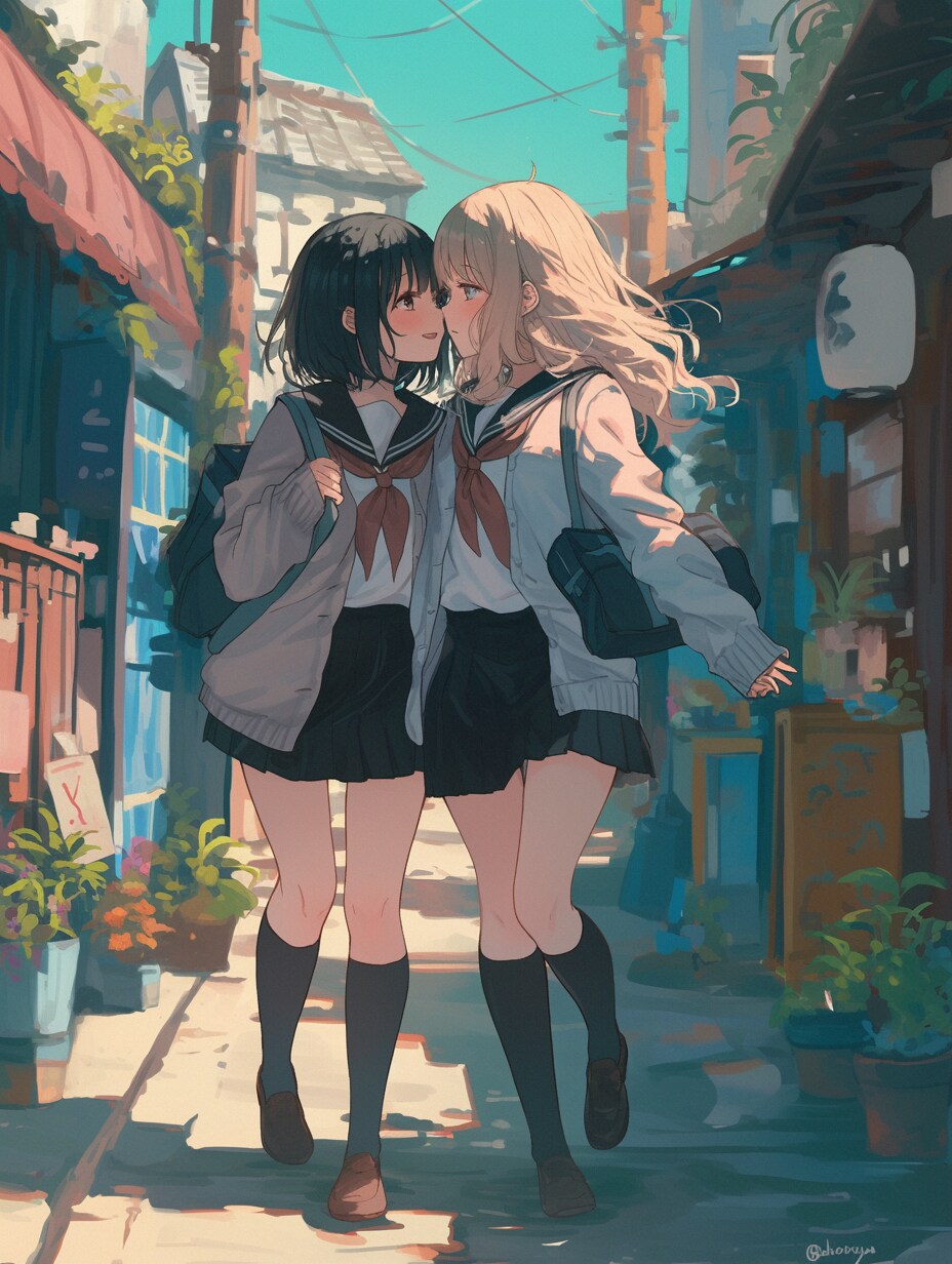 キスしたい二人のJK11 | の人気AIイラスト・グラビア