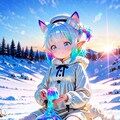 4枚）雪とケモ耳エルフさん 2枚目
