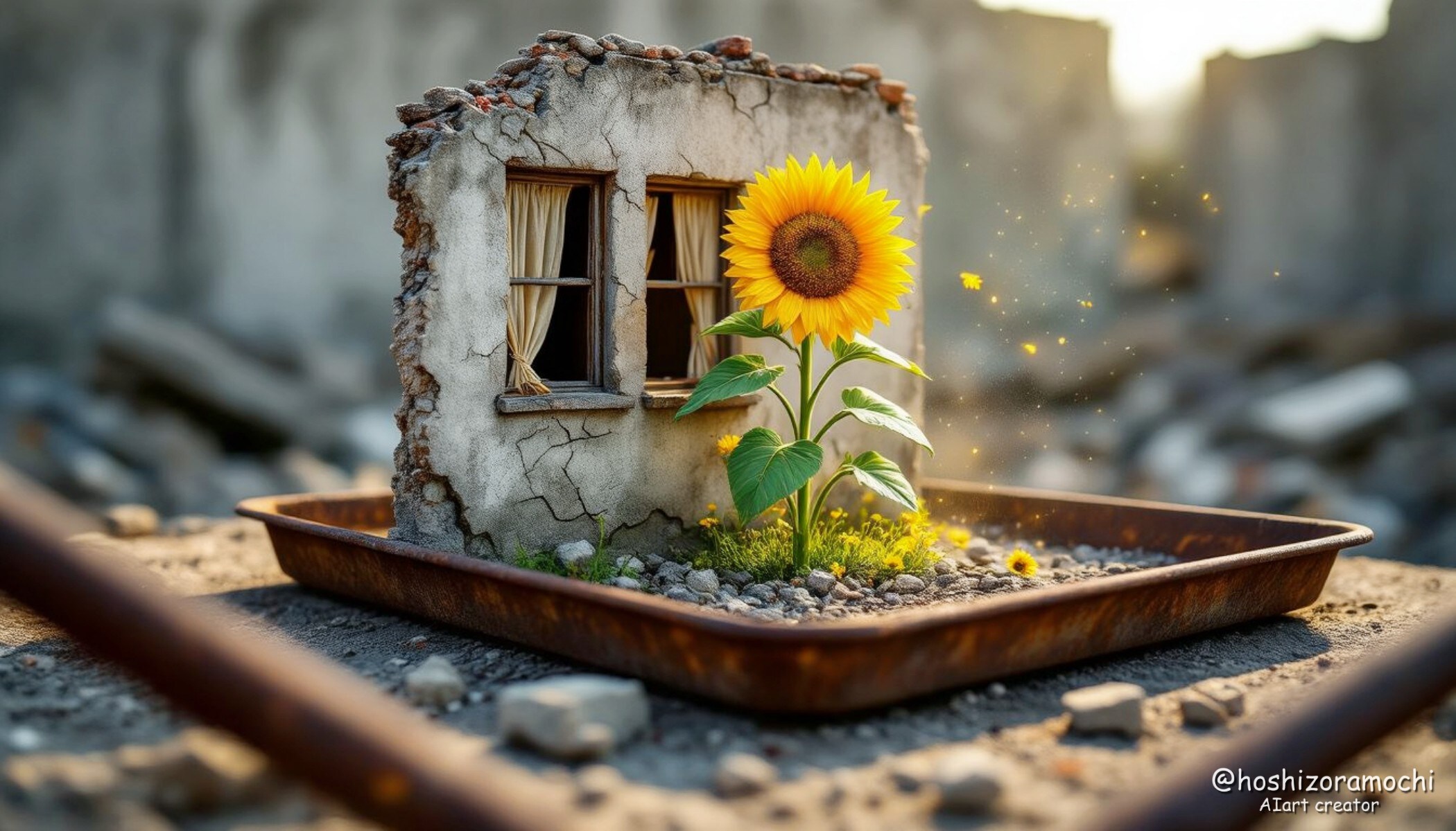 廃墟と花のジオラマ - Ruins and Flower Diorama | の人気AIイラスト・グラビア