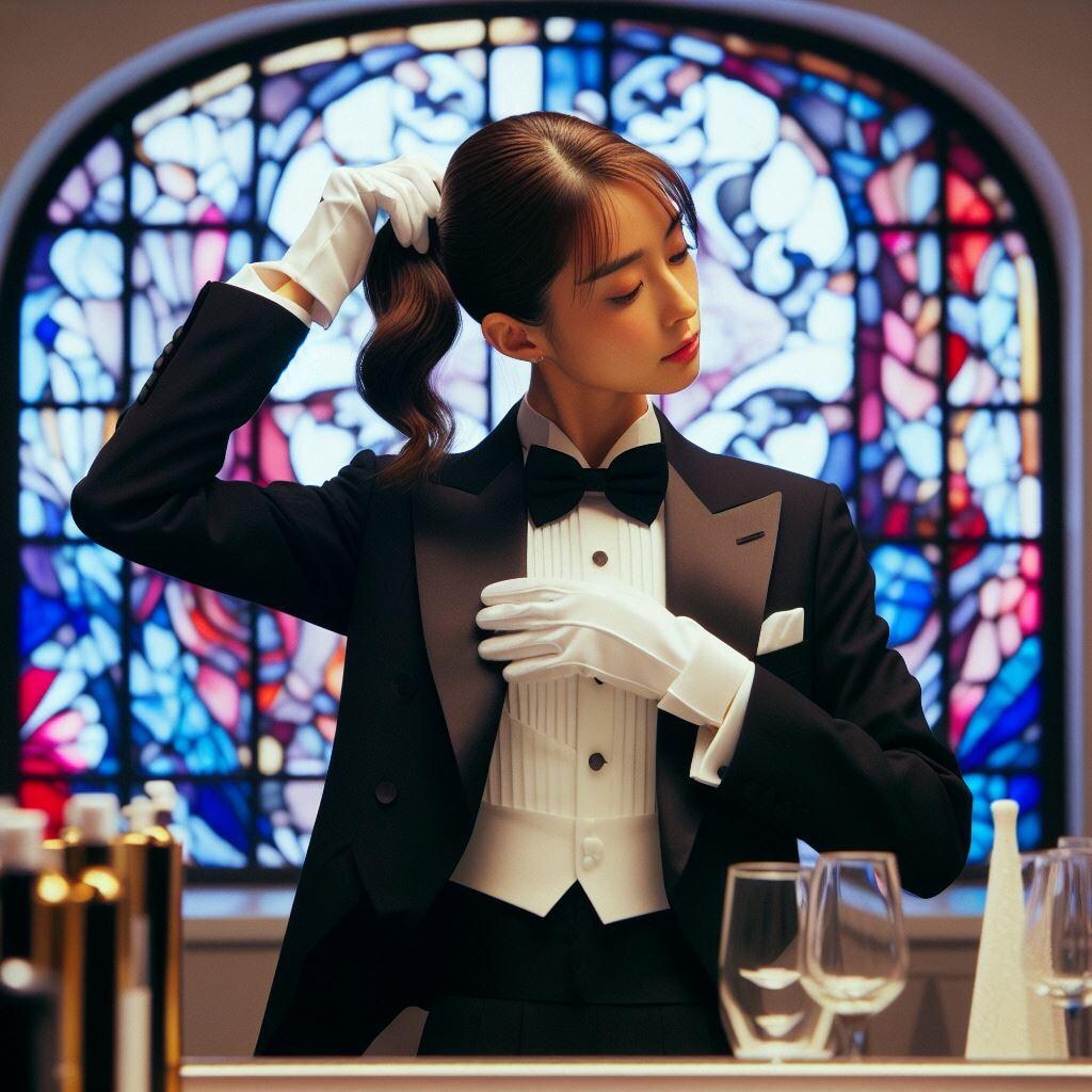 ポニテを直す執事ちゃん