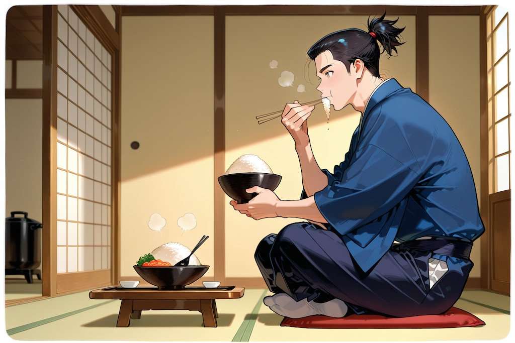 武士は食べるならご飯大盛で