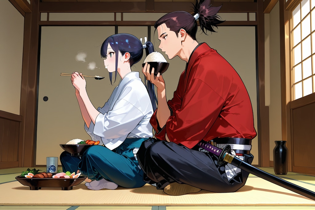 武士は食べるならご飯大盛で