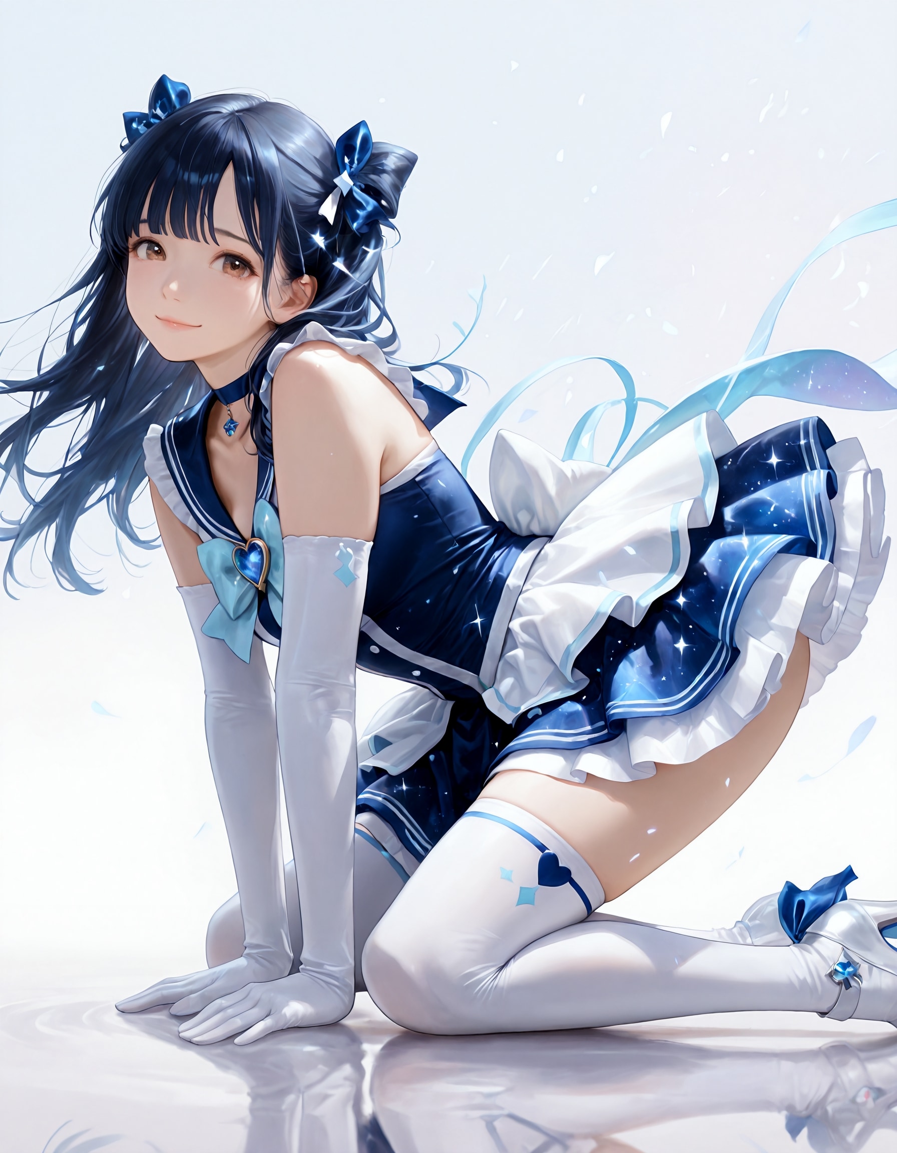 白ニーハイで微笑む少女