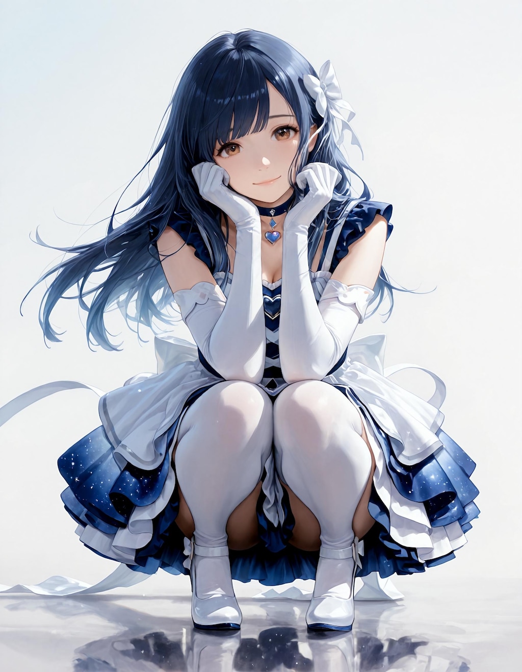 白ニーハイで微笑む少女