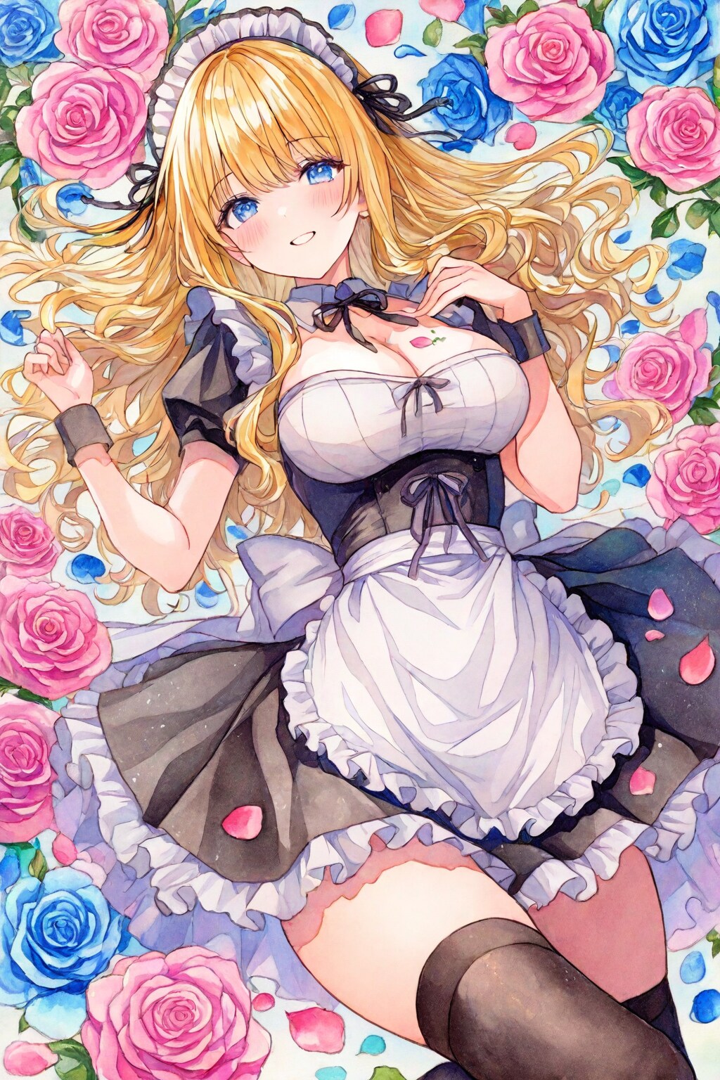 薔薇園の金髪メイド