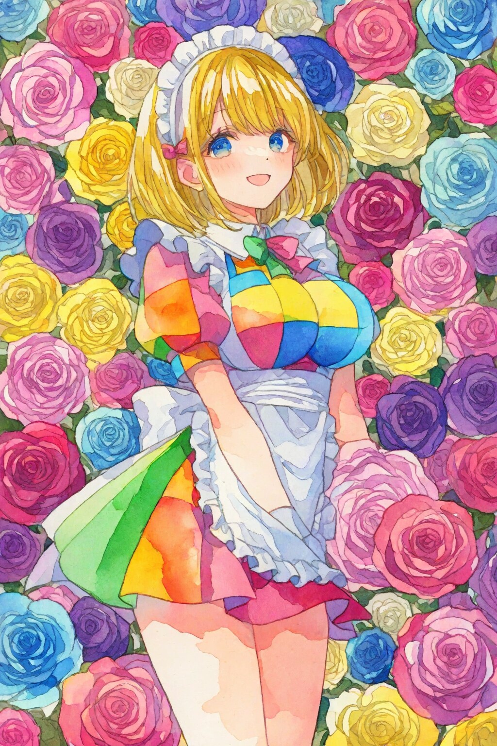 薔薇園の金髪メイド