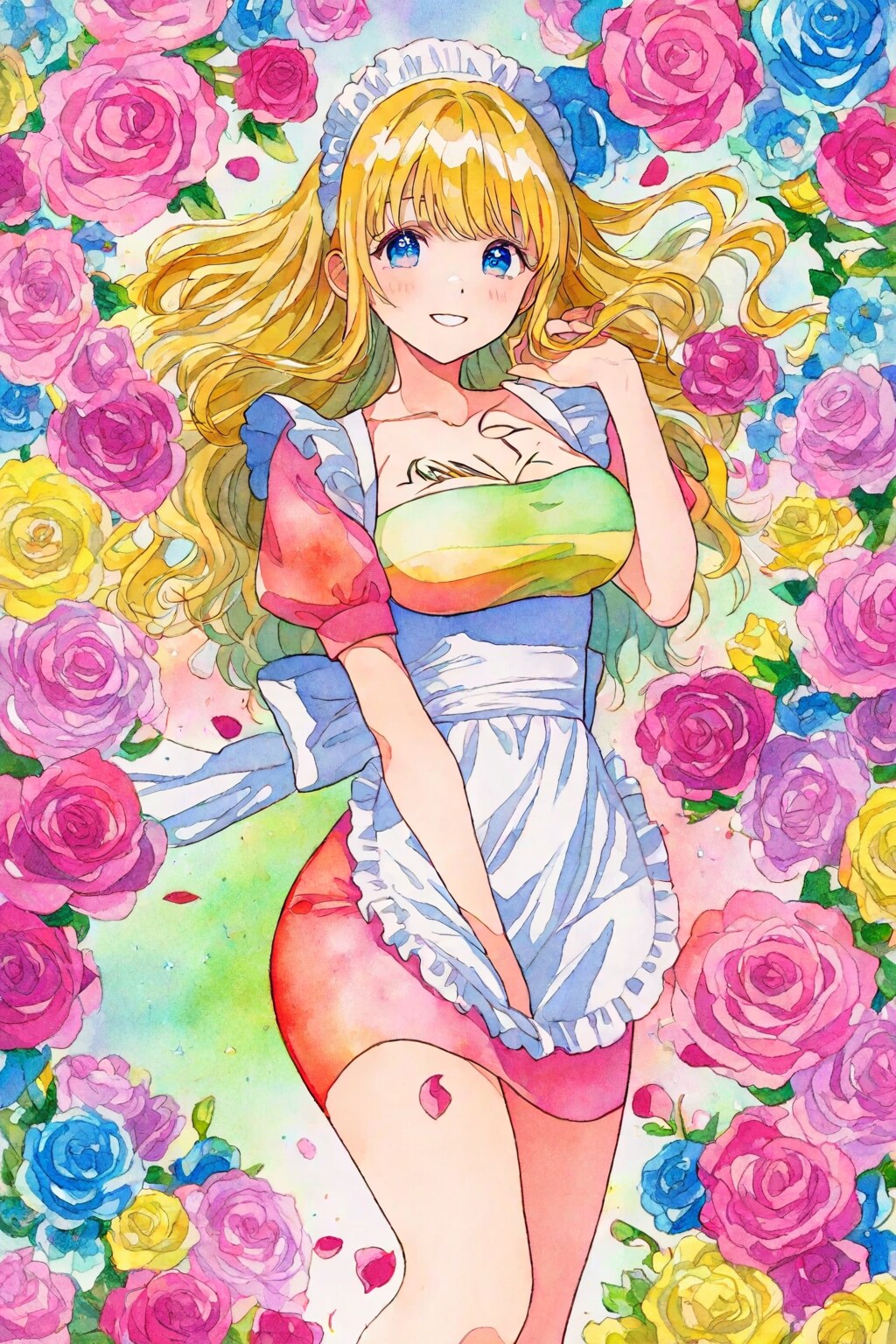 薔薇園の金髪メイド