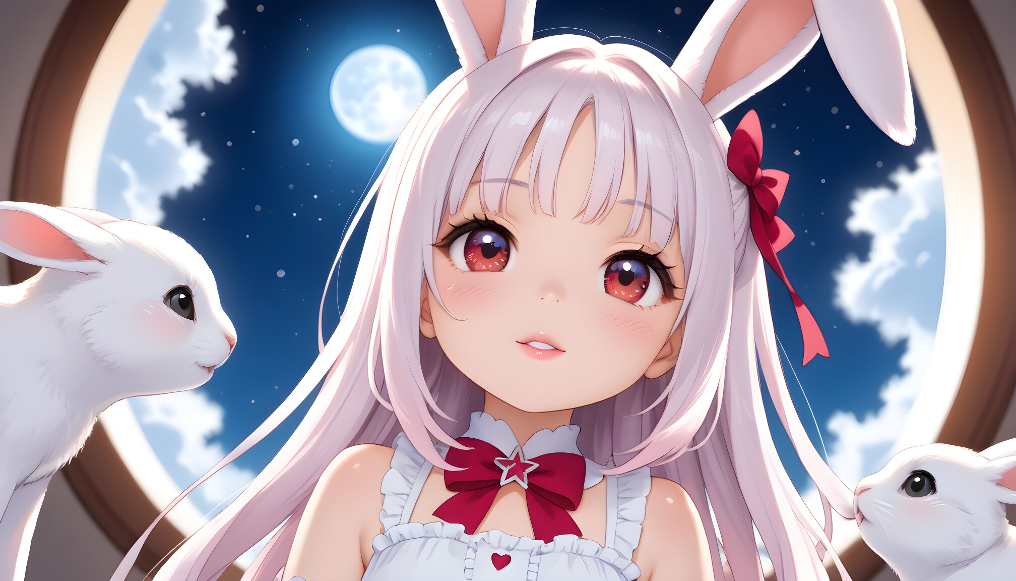 【#アルマゲスト】窓から星空を眺めていると邪魔をしてくるウサギっ子達。 | の人気AIイラスト・グラビア