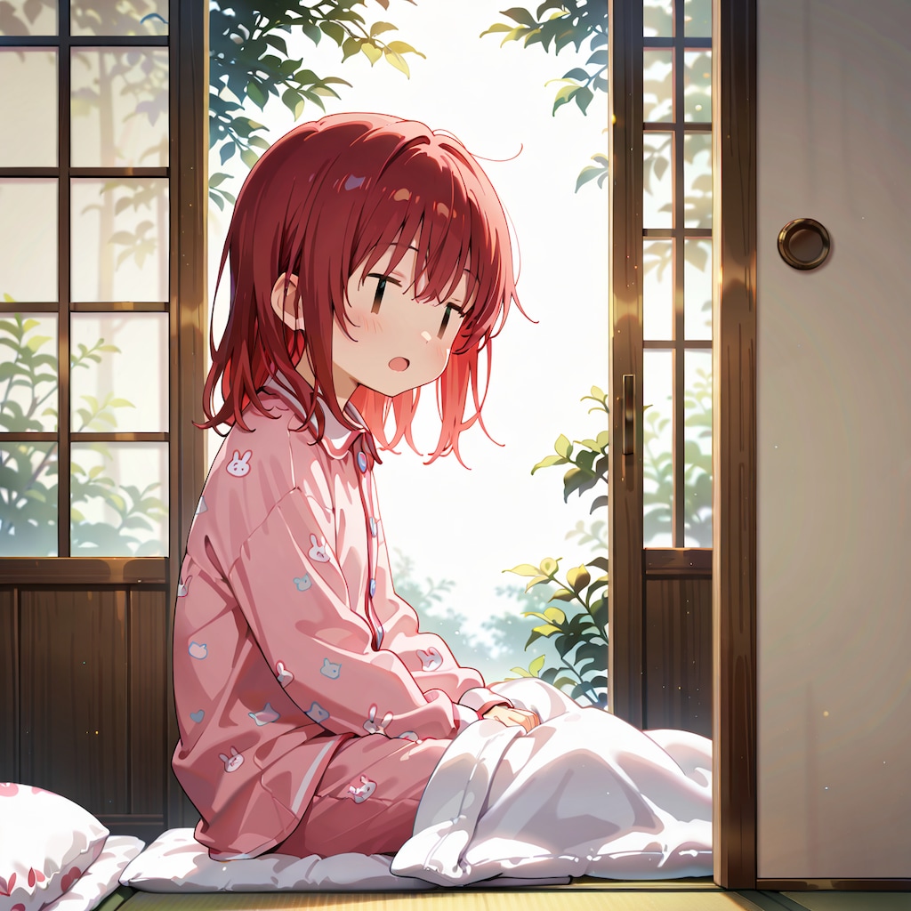 夏休み最終日、起き抜けのジト目先生 Y831