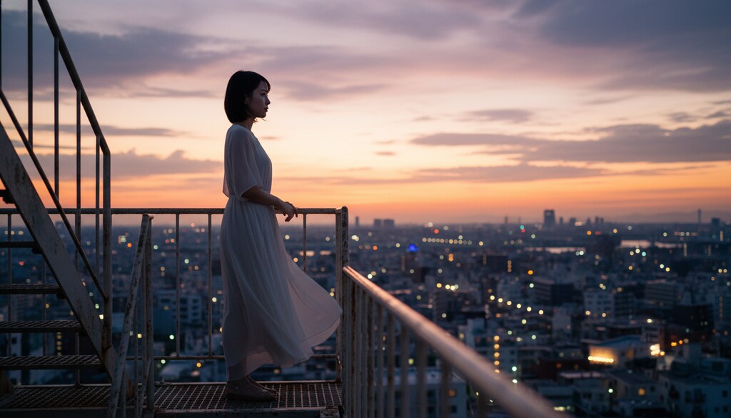 黄昏に染まる街