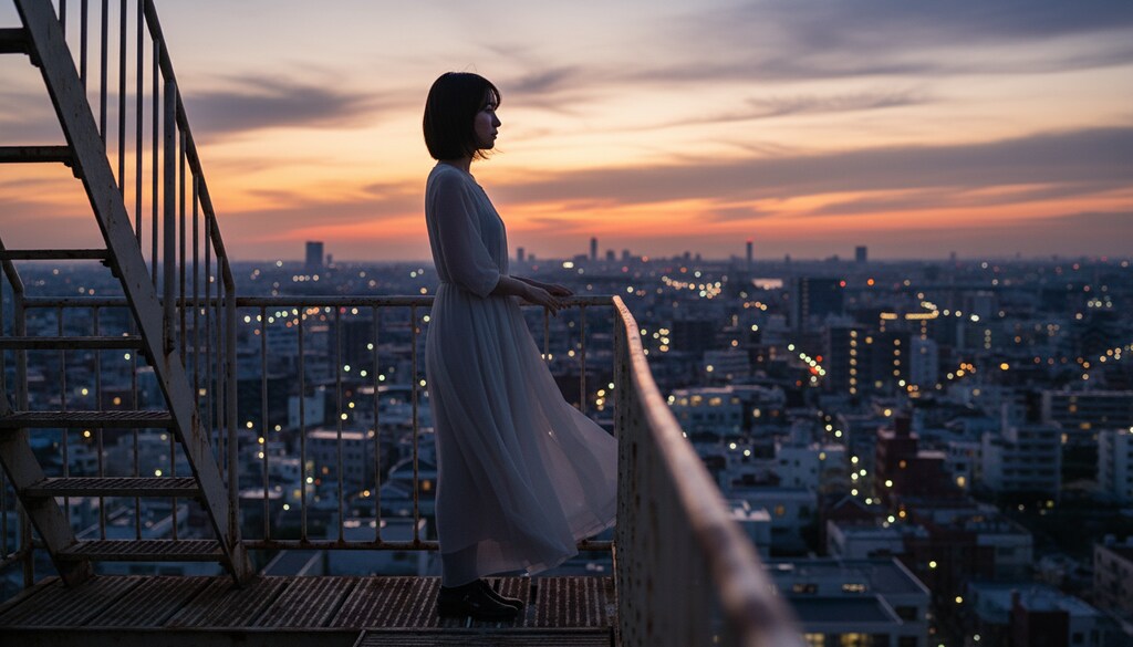 黄昏に染まる街