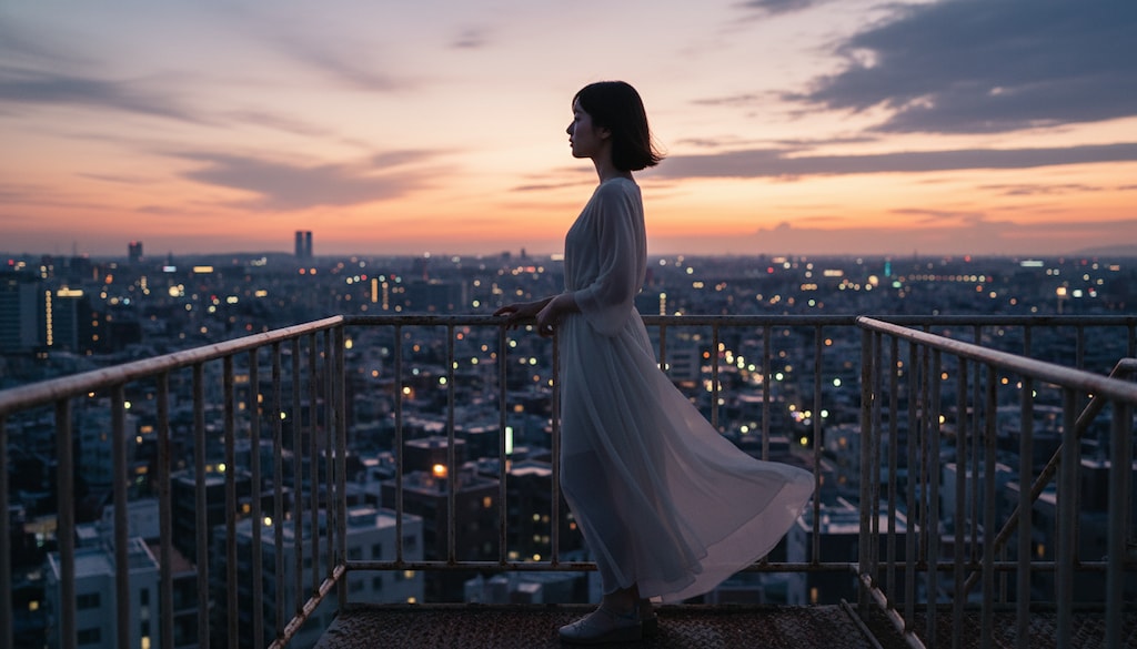 黄昏に染まる街